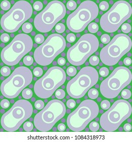 Abstract seamless pattern with colorful bubbles and geometric elements  