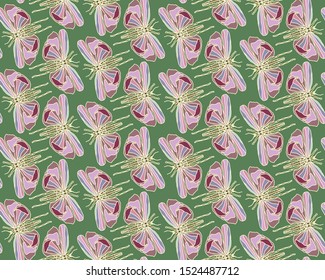 Abstract seamless pattern with colorful butterflies drawn by hand