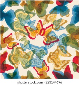 Abstract Seamless Pattern with Colorful Butterflies  for your Design