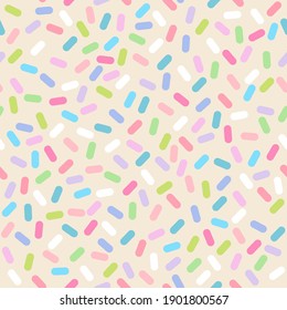 Abstrakte nahtlose Muster von bunten Kuchen oder Donuts Glaze mit Sprinklen zu springen. Textur der Vektorgrafik-Bäckerei
