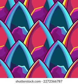 Abstract seamless pattern of colorful cat ears shapes. Vector repeated geometric design