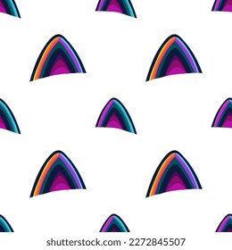 Abstract seamless pattern of colorful cat ears shapes. Vector repeated geometric design