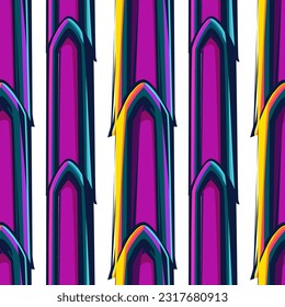 Abstract seamless pattern of colorful cat ears shapes. Vector repeated geometric design