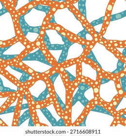 Abstract seamless pattern with colorful cell structure - hand drawn vector illustration.