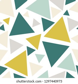 Abstract seamless pattern with colorful chaotic small triangles. Infinity triangular messy geometric pattern. Vector illustration.    