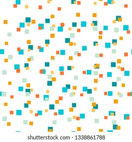Abstract seamless pattern with colorful chaotic small squares. Infinity geometric pattern. Vector illustration.       