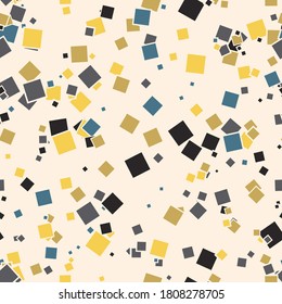 Abstract seamless pattern with colorful chaotic small squares. Infinity messy geometric pattern. Vector illustration.       