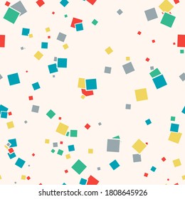 Abstract seamless pattern with colorful chaotic small squares. Infinity messy geometric pattern. Vector illustration.       