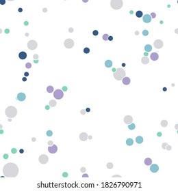 Abstract seamless pattern with colorful chaotic small circles. Infinity dotted messy geometric pattern. Random polka dot. Vector illustration.   