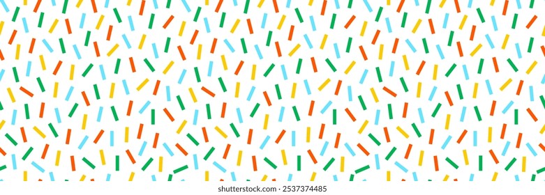 Abstract seamless pattern of colorful chaotic stripes confetti. Vector background, wallpaper print