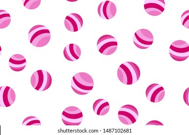 Abstract seamless pattern with colorful circles. White background with pink polka dots. Template design for invitation, poster, card, flyer, banner.