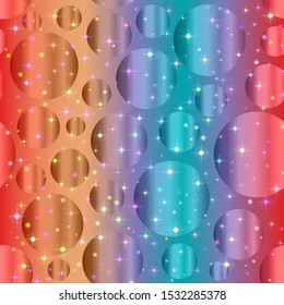 Abstract Seamless Pattern with Colorful Circles and Stars, Tile Background. Vector