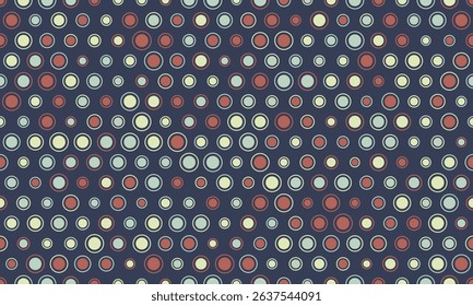Abstract seamless pattern of colorful circles on a dark background.  Perfect for textile design, website backgrounds, or vibrant presentations.