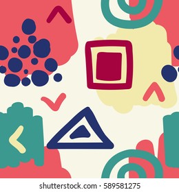 Abstract seamless pattern. Colorful decorative background for print. Geometric doodle elements