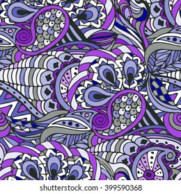 Abstract seamless pattern, colorful doodle.