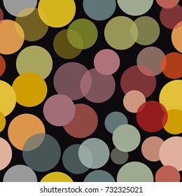 Abstract seamless pattern with colorful dots on black  background