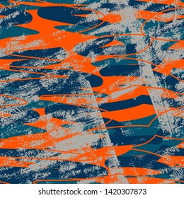 Abstract seamless pattern with colorful elements. Vector texture for your design. Simple modern texture with chaotic painted shapes.