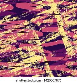Abstract seamless pattern with colorful elements. Vector texture for your design. Simple modern texture with chaotic painted shapes.