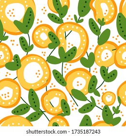 Abstract seamless pattern with colorful elements. Vector texture for your design. Simple modern texture with chaotic painted shapes. Background for printing brochures, poster, parties, summer print, v