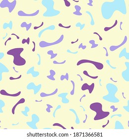 Abstract seamless pattern with colorful elements. Beautiful textile or paper print. Vector illustration. Modern background with hand drawn organic shapes.