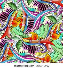 Abstract seamless pattern with colorful flowers