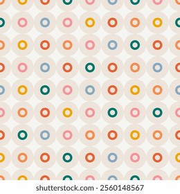 Abstract seamless pattern with colorful freehand circle. Background for children or trendy design with dots shapes.