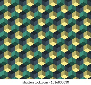 Abstract seamless pattern. Colorful geometric background with cubes.