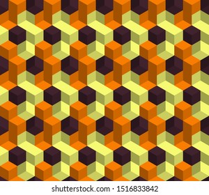 Abstract seamless pattern. Colorful geometric background with cubes.