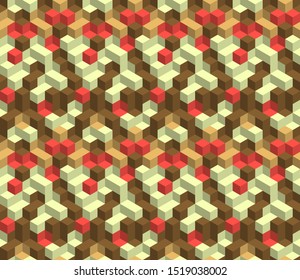 Abstract seamless pattern. Colorful geometric background with cubes.