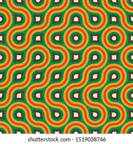 Abstract seamless pattern. Colorful geometric background with circling lines.
