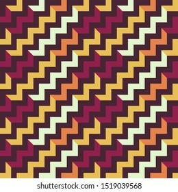 Abstract seamless pattern. Colorful geometric background with zigzags.