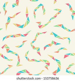 Abstract seamless pattern with colorful geometric figures on white background. Vector illustration. 