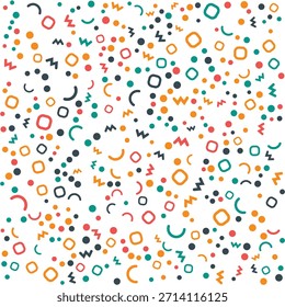 Abstractas patrón sin fisuras con Formas geométricas de colores y puntos en estilo de Memphis