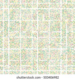 Abstract seamless pattern with colorful geometric shapes.