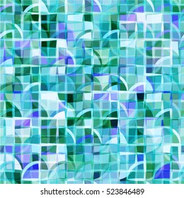 Abstract seamless pattern with colorful geometric shapes.