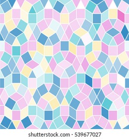 Abstract seamless pattern with colorful geometric shapes.