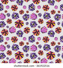 Abstract seamless pattern with colorful geometrical shapes.