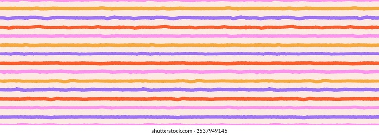 Abstract seamless pattern, colorful hand drawn textural line, stripe. Trendy vector design, simple and playful doodle wallpaper print