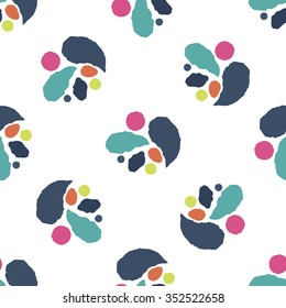 Abstract seamless pattern with colorful hand drawn strokes and drops