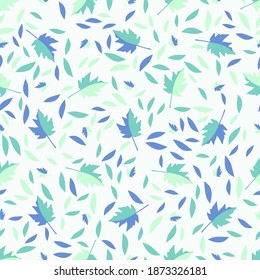 Abstract seamless pattern with colorful leaves. Beautiful textile or paper print. Vector illustration. Modern cute background.