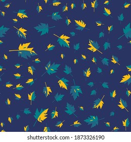 Abstract seamless pattern with colorful leaves. Beautiful textile or paper print. Vector illustration. Modern cute background.