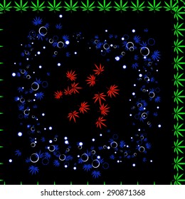 Abstract seamless pattern with colorful Marijuana leaves