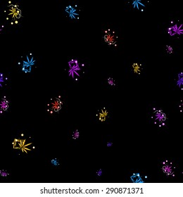Abstract seamless pattern with colorful Marijuana leaves