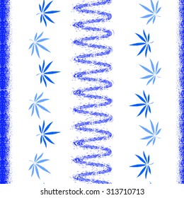 Abstract seamless pattern with colorful Marijuana leaves