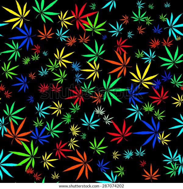 Abstract Seamless Pattern Colorful Marijuana Leaves Stock Vector ...