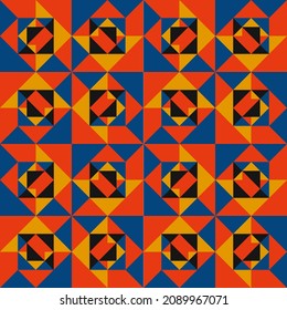 Abstract seamless pattern with colorful mosaic elements. Vector illustration. Design for banner, wrapping paper, wallpaper or fabric.