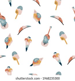 Abstract seamless pattern with colorful octopuses, bright vector illustration