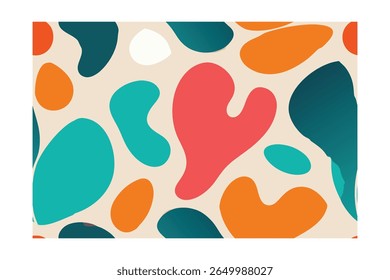 Abstrato padrão sem emenda com formas orgânicas coloridas em vermelho laranja escuro no bege