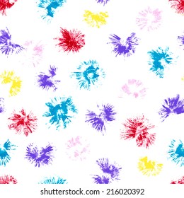 Abstract Seamless Pattern with Colorful Paint Brushstrokes. Vector Illustration