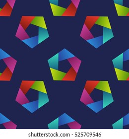 Abstract seamless pattern with colorful pentagons. Vector background.